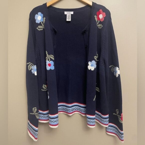Northern Reflections Vintage Floral Cardigan Button Up Knit Made in Hong Kong LG - Picture 6 of 6
